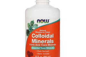 Коллоидные Минералы, с натуральным вкусом малины, Colloidal Minerals, Now Foods, 946 мл