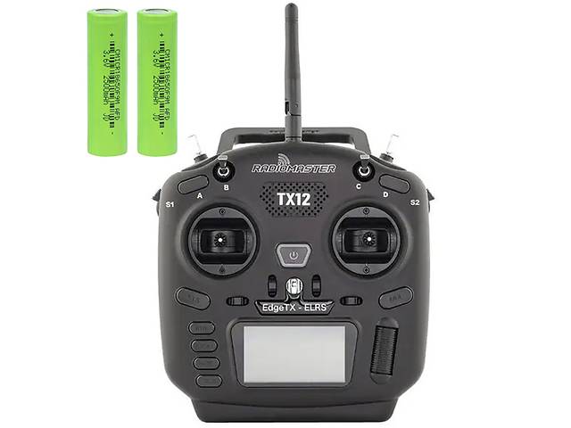 Комплект Пульт управления RadioMaster TX12 MKII для FPV дронов (TX12-MKII-ELRS) + Батарейки 18650 (4000 мАч Li-ion)