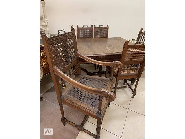 Комплект Стол раскладной + 6 стульев антикварный из Европы