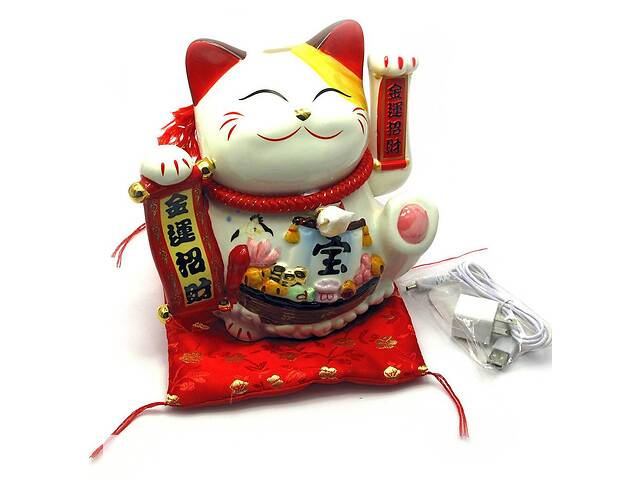 Кошка Манэки-нэко машущая лапой керамика