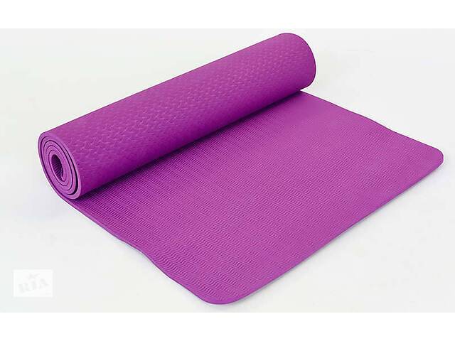 Коврик для фитнеса и йоги planeta-sport TPE+TC 8мм SP-Planeta FI-6336 Фиолетовый