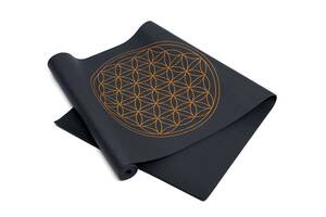 Коврик для йоги Bodhi Leela Flower of Life антрацит 183x60x0.45 см