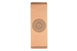 Коврик для йоги Ethno Mandala Bodhi пробковый 185x66x0.4 см