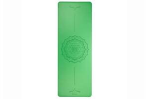 Коврик для йоги Phoenix Yantra Mandala Bodhi зеленый 185x66x0.4 см