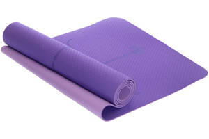 Коврик для йоги с разметкой TPE 6мм Record FI-2430 Фиолетовый