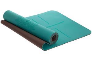 Коврик для йоги с разметкой TPE 6мм Record FI-2430 Голубой