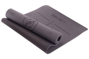 Коврик для йоги с разметкой TPE 6мм Zelart FI-2579 Серый