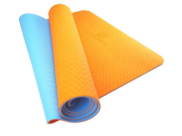 Коврик для йоги и фитнеса U-powexTPE Yoga mat Orange/Blue 183х61х0.6