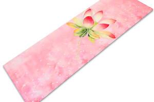 Коврик для йоги Замшевый каучуковый двухслойный 3мм Record FI-5662-28 1,83мx0,61м Розовый, с принтом Нежность Лотоса...