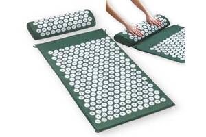 Коврик массажно-акупунктурный Acupressure mat с подушкой Acupressure Mat or Bed of Nails Зеленый (385)