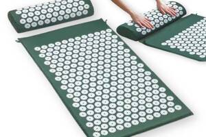 Коврик массажно-акупунктурный Acupressure mat с подушкой Acupressure Mat or Bed of Nails Зеленый (385)