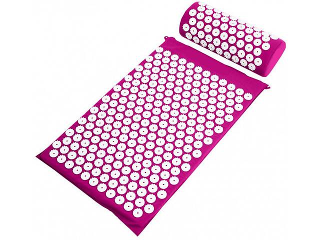Килимок масажно-акупунктурний Life style Acupressure Mat and Pillow Set з подушкою 64 х 40 см Фіолетовий