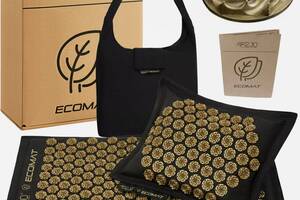 Килимок акупунктурний з подушкою 4FIZJO Eco Mat Аплікатор Кузнєцова 4FJ0179 Black/Gold Купи уже сегодня!