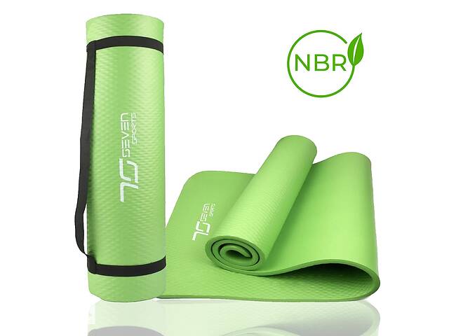 Килимок для йоги та фітнесу 7SPORTS NBR Yoga Mat+ MTS-3 (180*60*1.5см.) Зелений
