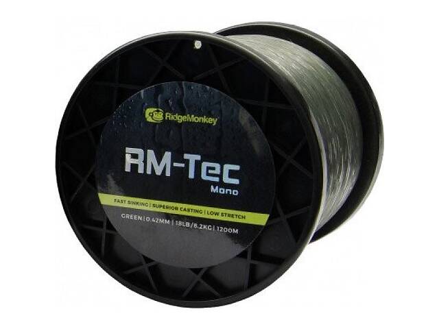 Леска RidgeMonkey RM-Tec Mono 1200m 0.38mm 15lb/6.8kg Зеленый (1013-9168.02.07)