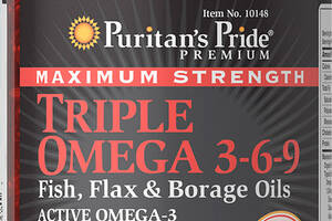 Льняное и огуречное масло Омега 3-6-9 Puritans Pride 240 капсул (32357)