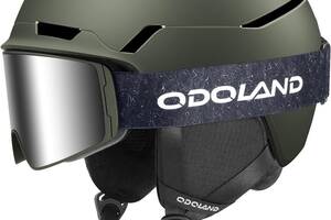 Лыжный шлем Odoland с лыжными очками, противоударный, ветрозащитный S 52-55