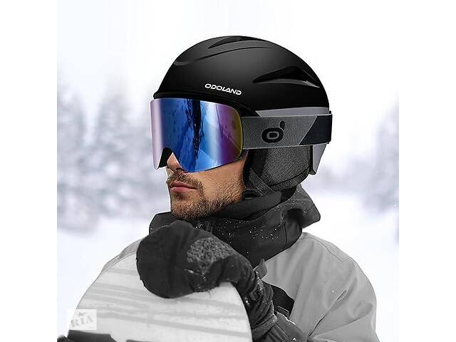 Лыжный шлем Odoland с лыжными очками, противоударный, ветрозащитный М(57-59см)