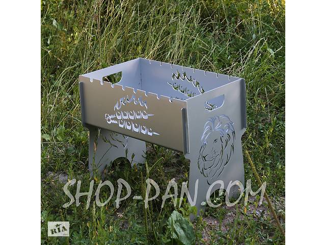 Мангал SHOP-PAN разборный крашенный (серый) с индивидуальной гравировкой на 8 шампуров Купи уже сегодня!