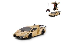 Машинка робот трансформер з пультом Lamborghini Robot Car Size 1:12 підсвічування та звук золотистий (Lamborghini Robot C...