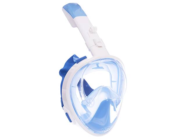 Маска для снорклинга с дыханием через нос Swim One F-118 (силикон, пластик, р-р L-XL) Белый-голубой (PT0838)