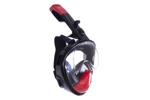 Маска для снорклинга с дыханием через нос Swim One F-118 (силикон, пластик, р-р L-XL) Черный-красный (PT0841)