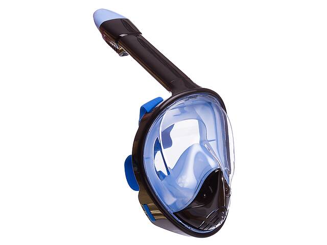 Маска для снорклинга с дыханием через нос YSE (силикон, пластик, р-р S-M) Черный-синий (PT0856)