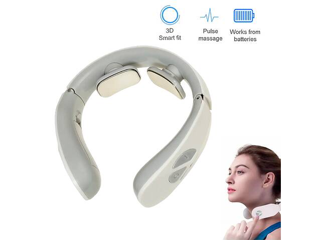 Массажер для шеи 'Smart Neck Massager J001-1D' Бело-серый, шейный массажер - электромассажер на шею (ST)