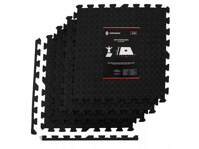 Мат-пазл (ластівчин хвіст) Springos Mat Puzzle EVA 120 x 120 x 1.2 см FM0004 Black