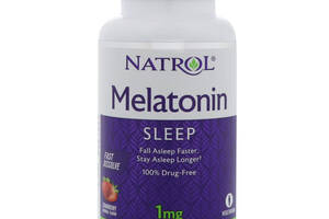 Мелатонин быстрого высвобождения Natrol, вкус клубники, Melatonin, 1 мг, 90 таблеток (11116)