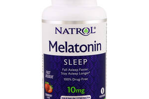 Мелатонин быстрого высвобождения Natrol, вкус клубники, Melatonin, 10 мг, 60 таблеток (10846)