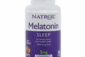 Мелатонин, Natrol, Melatonin, быстрорастворимый, вкус клубники, 5 мг, 90 таблеток (1295)