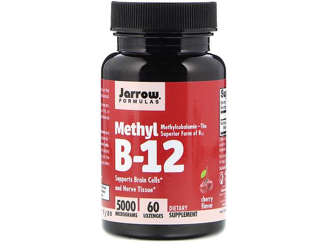 Метил B-12 со вкусом вишни, 5000 мкг, Methyl B-12, Jarrow Formulas, 60 леденцов