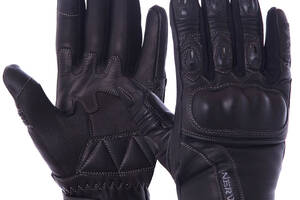 Мотоперчатки кожаные с закрытыми пальцами и протектором NERVE KQ0011 L Черный