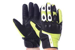 Мотоперчатки кожаные с закрытыми пальцами и протектором NERVE KQ0011 XL Черный-лимонный