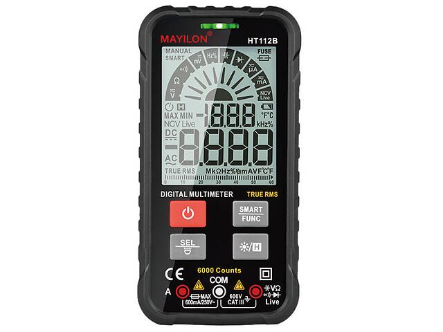 Мультиметр Mayilon HT-112B, измерения: V, A, R, C, F, T