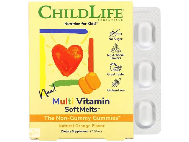 Мультивитамины для детей со вкусом натурального апельсина, Multi Vitamin SoftMelts, ChildLife, 27 таблеток