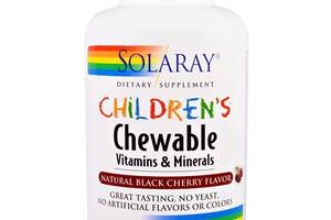 Мультивитамины для детей Solaray Childrens Vitamins and Minerals вкус вишни 120 таблеток (20018)