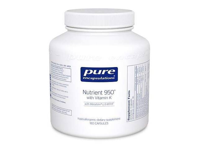 Мультивитамины / минералы с витамином К, Pure Encapsulations, Nutrient 950 with Vitamin K, 180 капсул (21614)