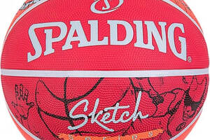 Мяч баскетбольный резиновый №7 Spalding Sketch Drible Красный (689344406145) (84381Z)