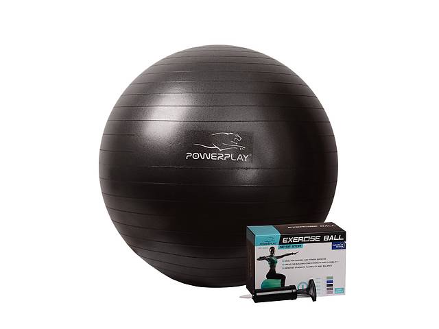 Мяч для фітнесу PowerPlay 4001 65 см Чорний + насос