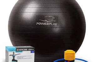 Мяч для фитнеса фитбол PowerPlay 4001 65 см Gyмball Черный насос