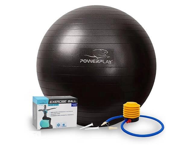 Мяч для фитнеса фитбол PowerPlay 4001 65 см Gyмball Черный насос