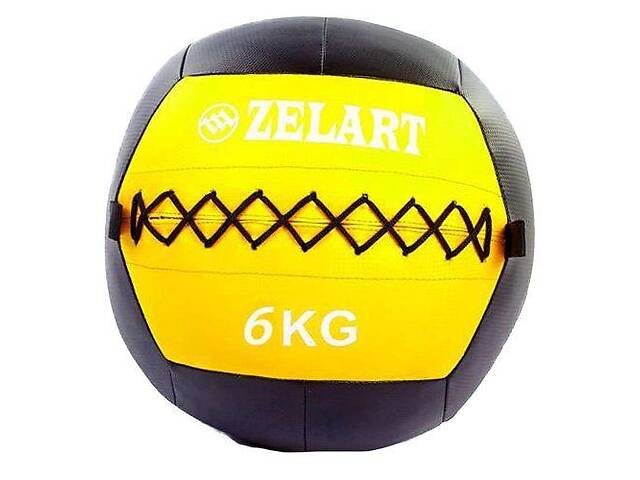 Мяч для кроссфита FI-5168 Zelart 6 кг Черно-желтый 56363037