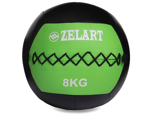 Мяч для кроссфита Zelart FI-5168-8 8кг Черный-Зеленый