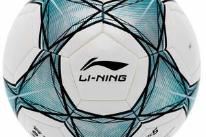 Мяч футбольный клееный Li-Ning LFQK635-4 №5 PU+EVA Белый-бирюзовый