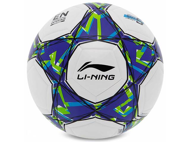 Мяч футбольный клееный Li-Ning LFQK695-1 №5 TPU+EVA Белый-синий
