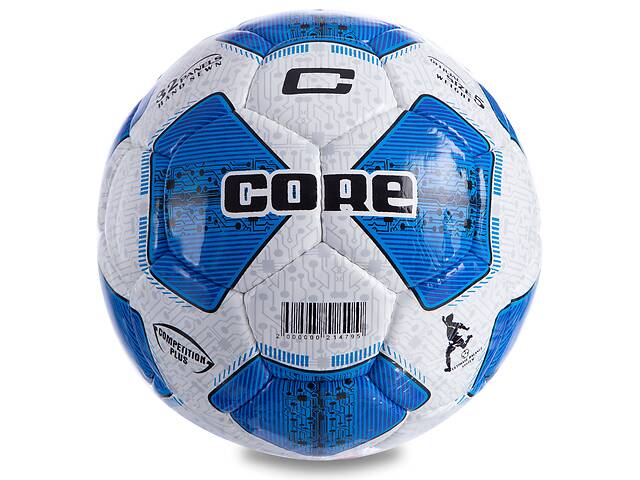 Мяч футбольный planeta-sport №5 PU CORE COMPETITION PLUS CR-003 Белый-синий