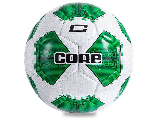 Мяч футбольный planeta-sport №5 PU CORE COMPETITION PLUS CR-005 Белый-зеленый