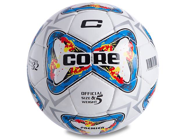 Мяч футбольный planeta-sport №5 PU CORE PREMIER CR-047 Белый-голубой